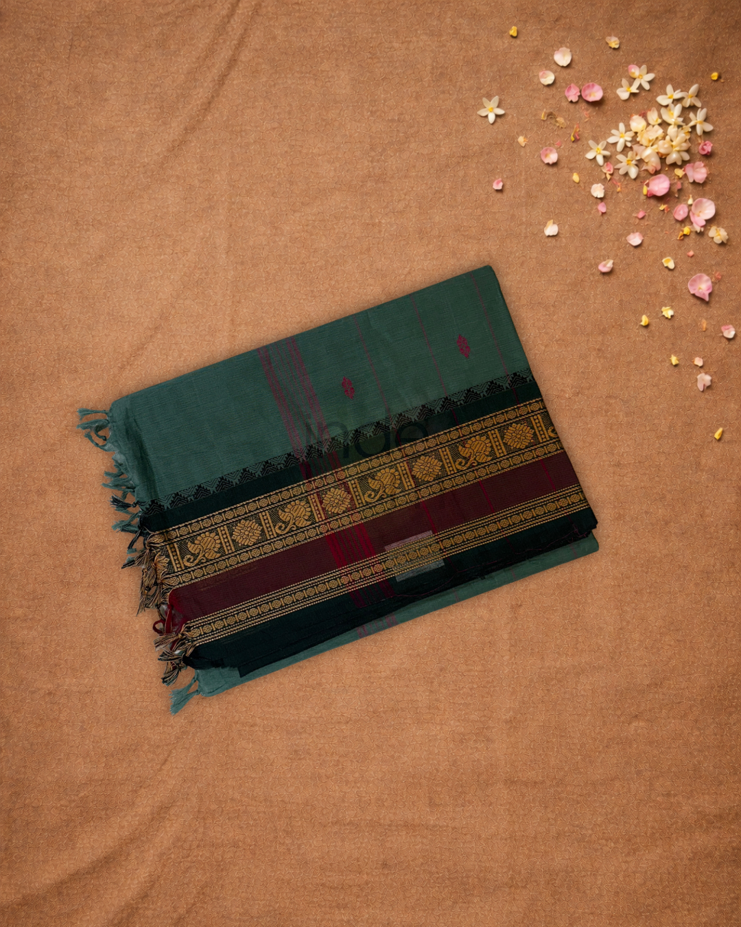 Chettinad cotton Saree | forest green