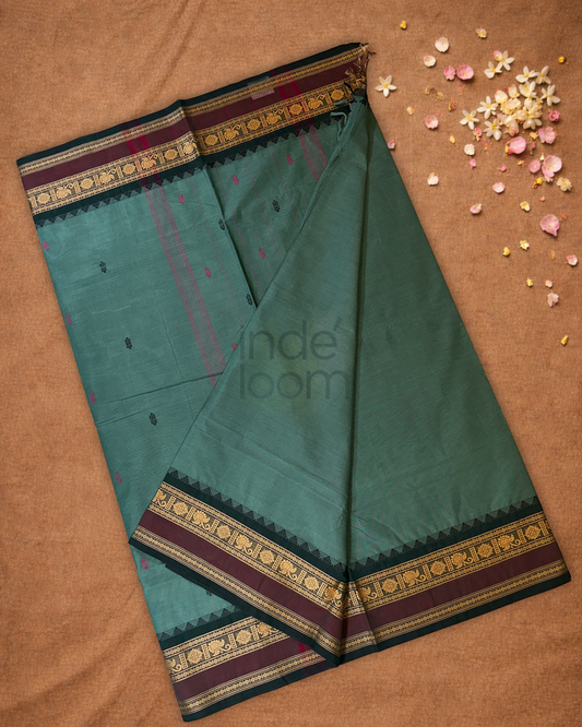 Chettinad cotton Saree | forest green