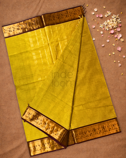 Chettinad cotton Saree | corn yellow