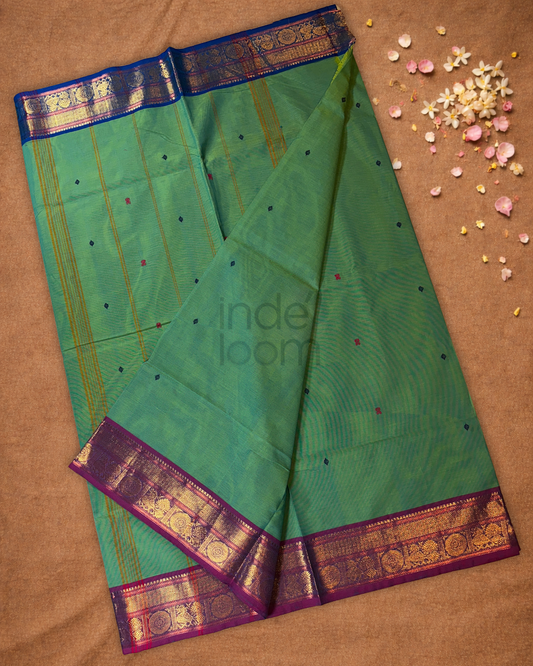 Chettinad cotton Saree | pine green