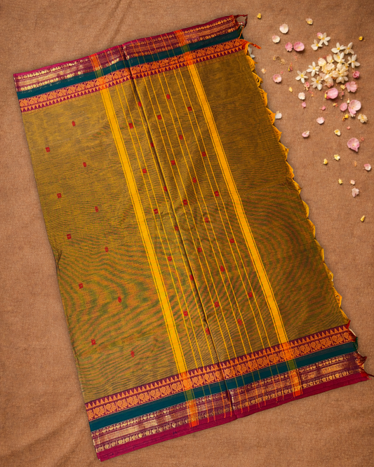 Chettinad Cotton Saree | dijon yellow