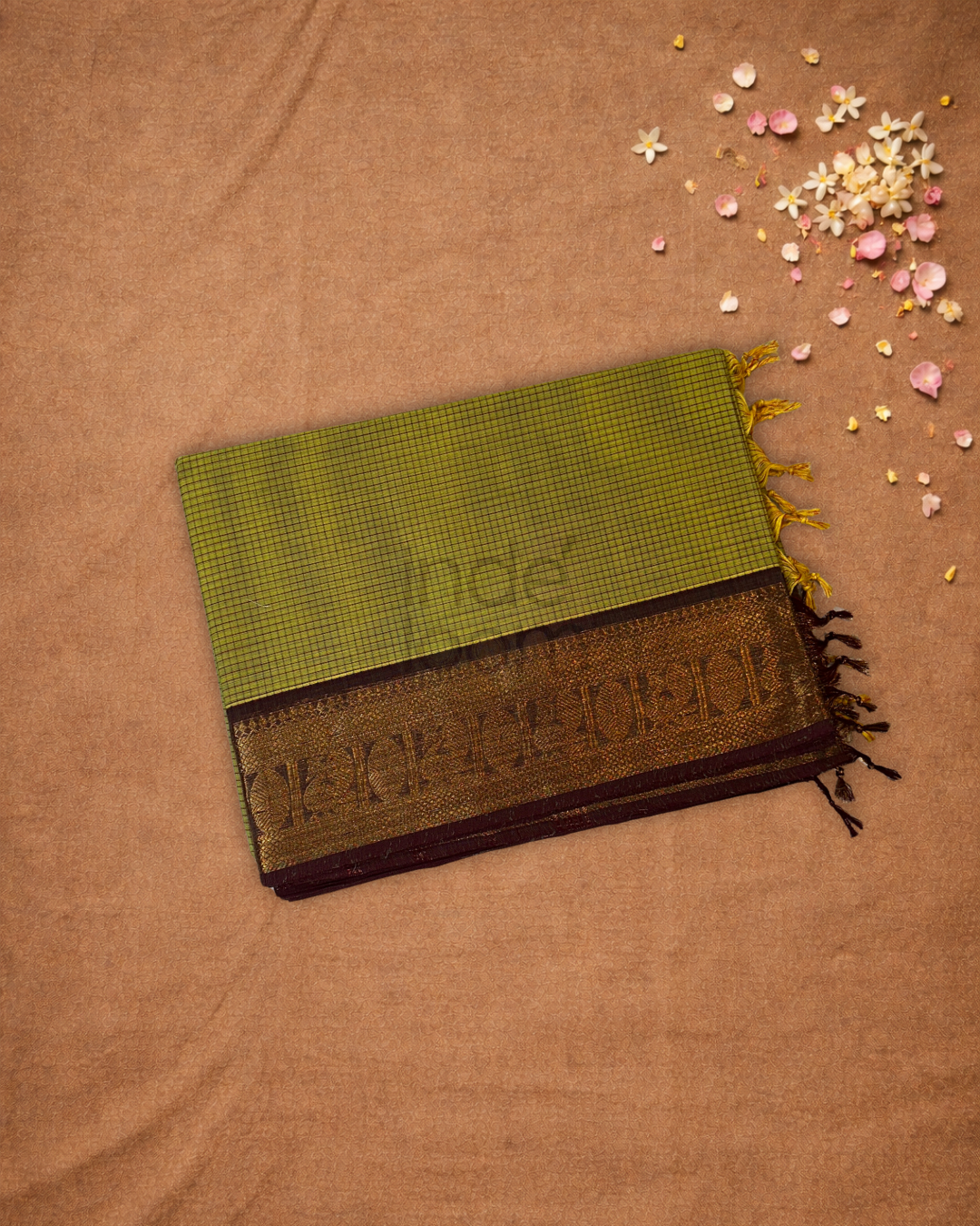 Chettinad Cotton Saree | olive green