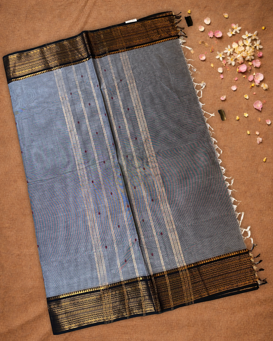 Chettinad Cotton Saree | cool grey