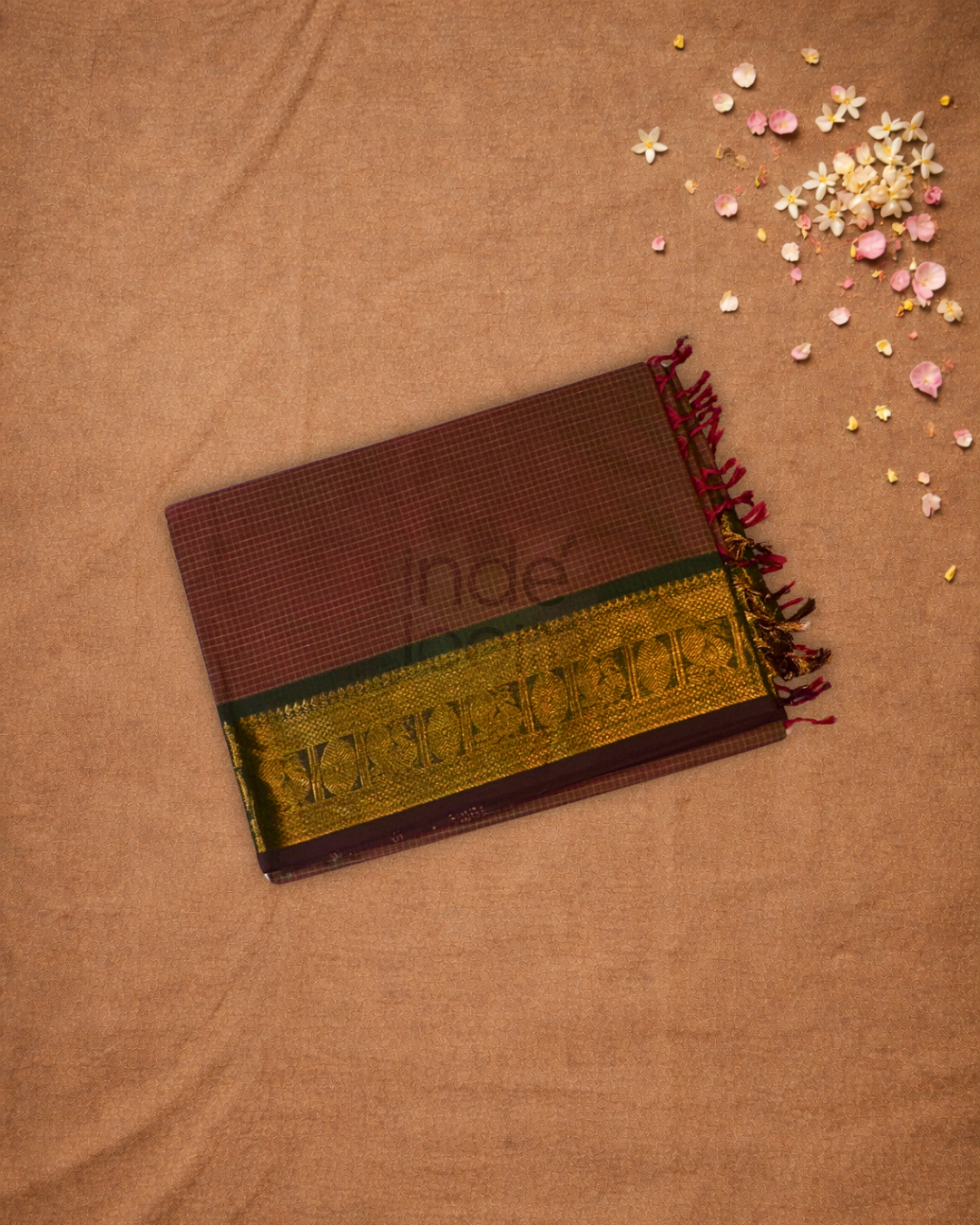 Chettinad cotton Saree | red brown