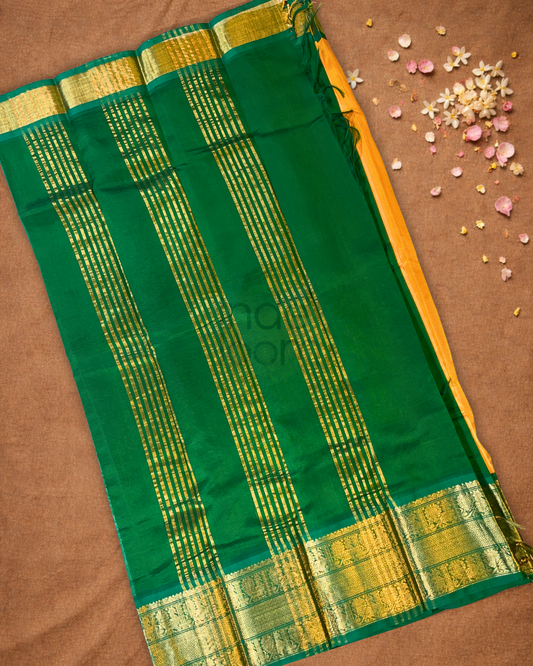 Pure Handloom Korvai Saree | Mustard Yellow