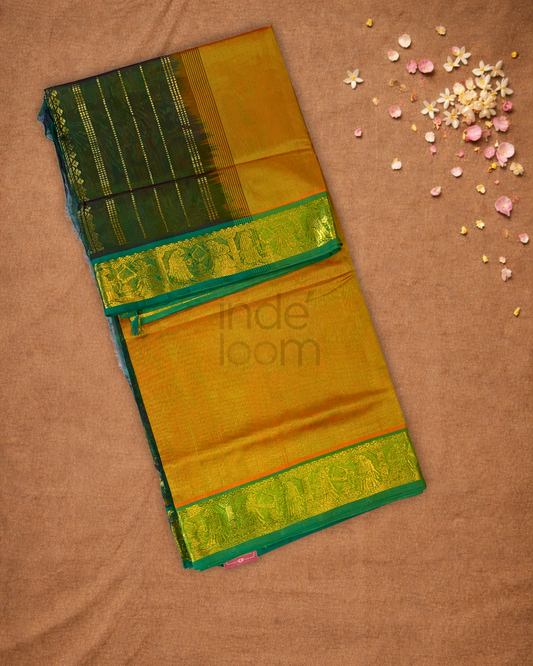 Handloom Korvai Silk Cotton Saree | Mustard Yellow