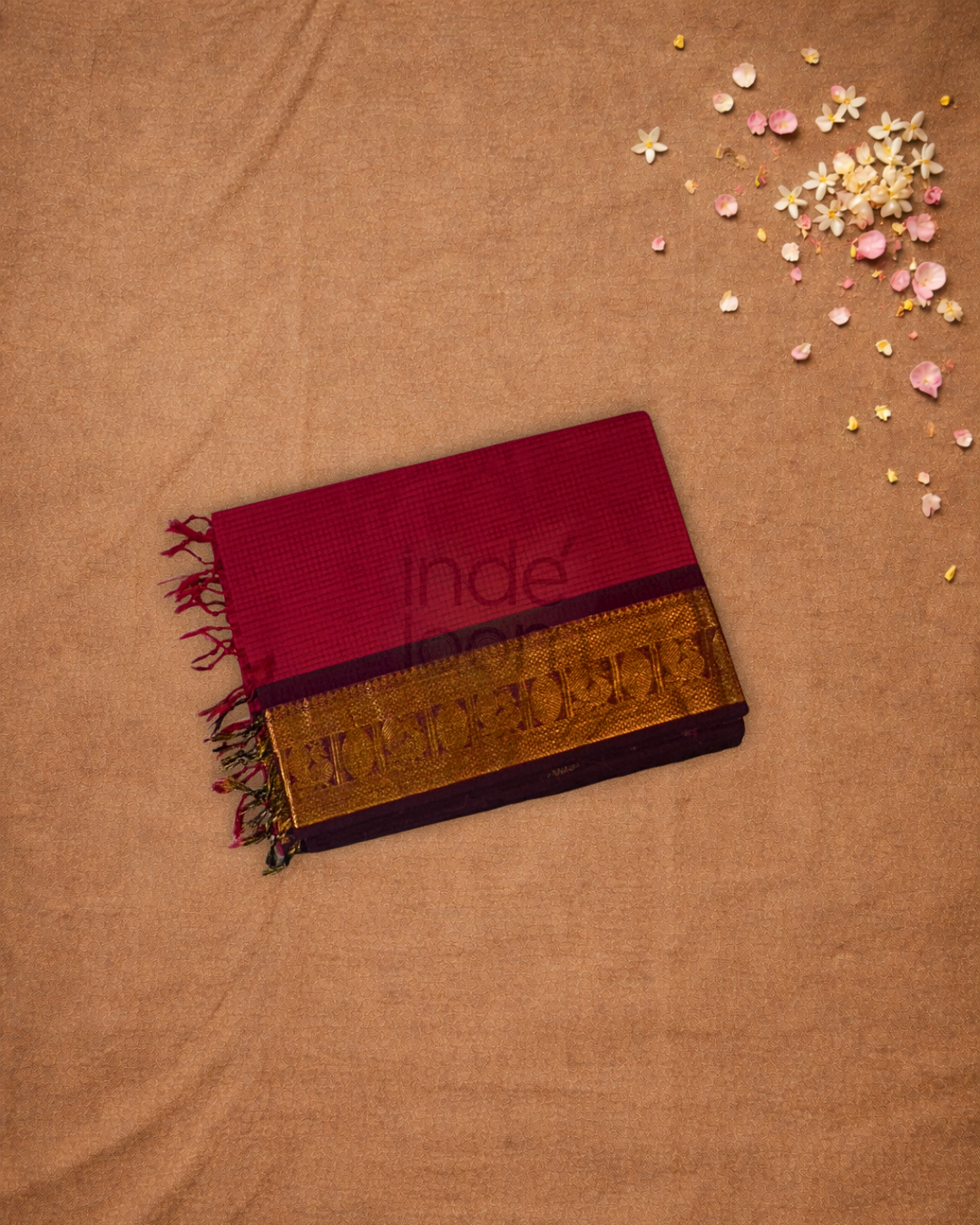 Chettinad cotton Saree | strawberry red
