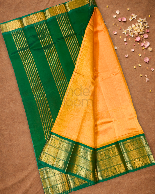 Pure Handloom Korvai Saree | Mustard Yellow