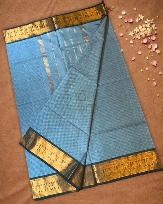 Chettinad Cotton Saree | pigeon blue