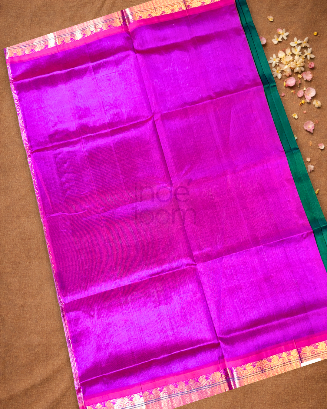 Handloom Korvai Silk Cotton Saree | Deep Teal