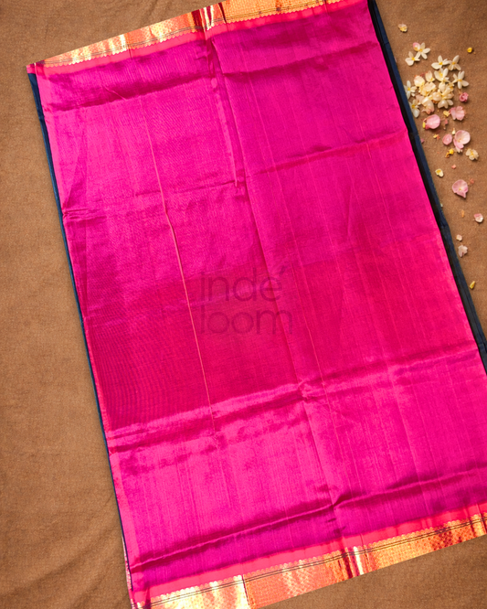 Pure Handloom Korvai Saree | Rich Black