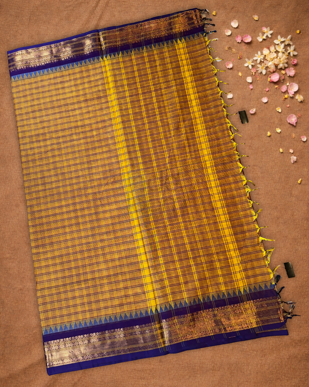 Chettinad cotton Saree | dijon yellow