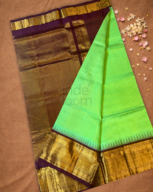 Pure Handloom Korvai Saree | Teal Green