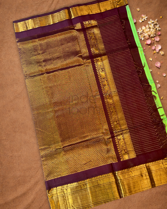 Pure Handloom Korvai Saree | Teal Green