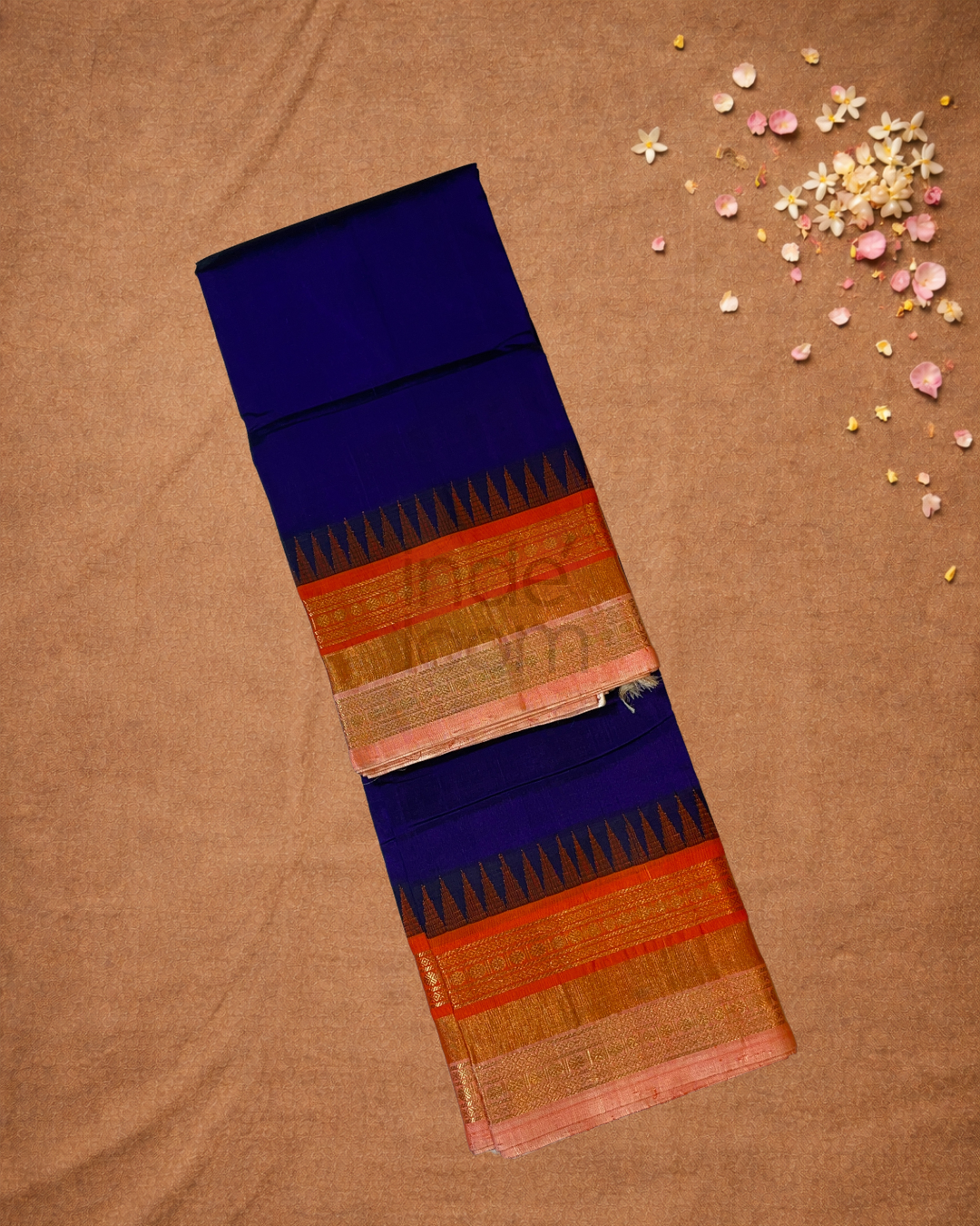 Handloom Korvai Silk Cotton Saree | Indigo Purple