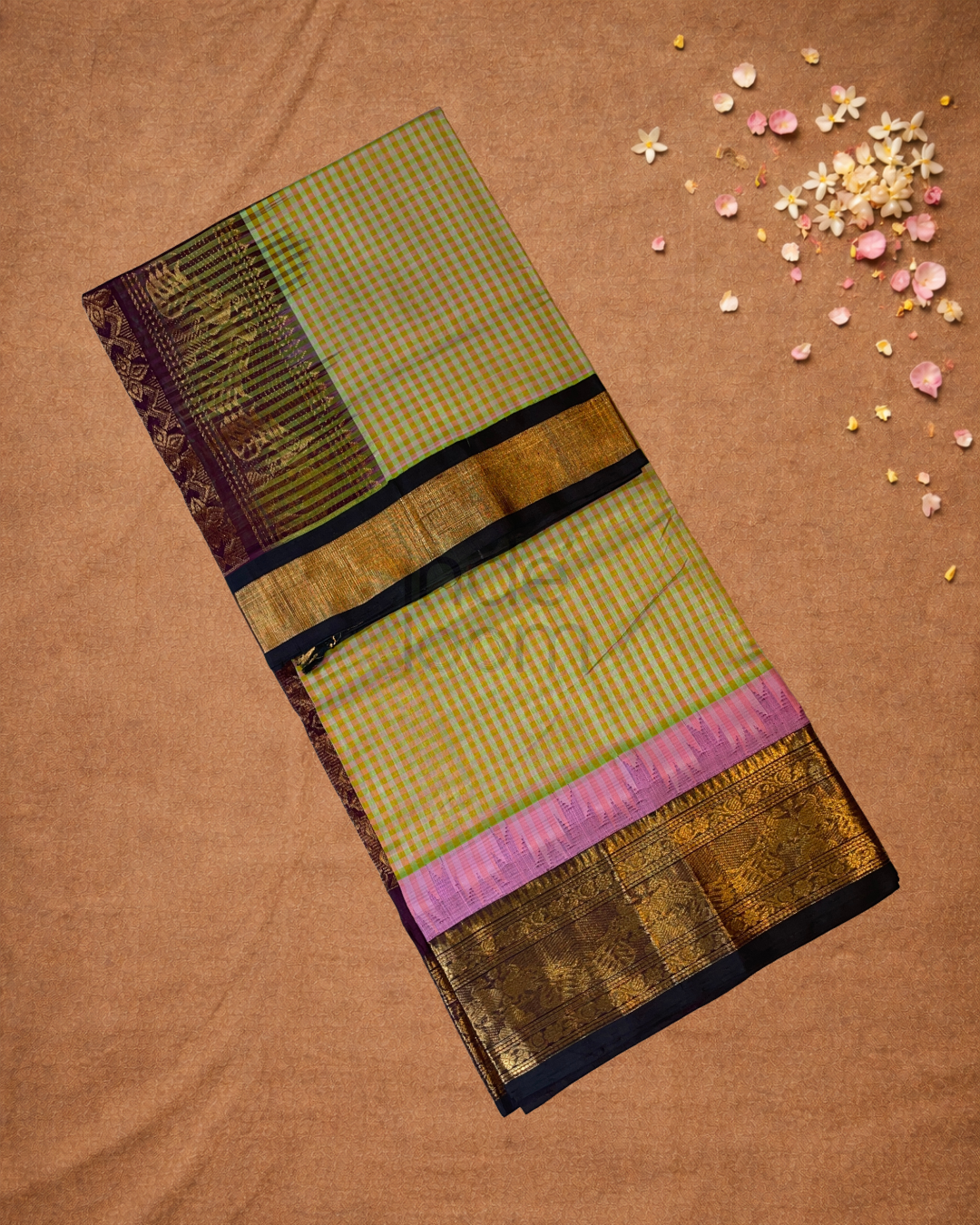 Handloom Korvai Silk Cotton Saree | Honey Yellow