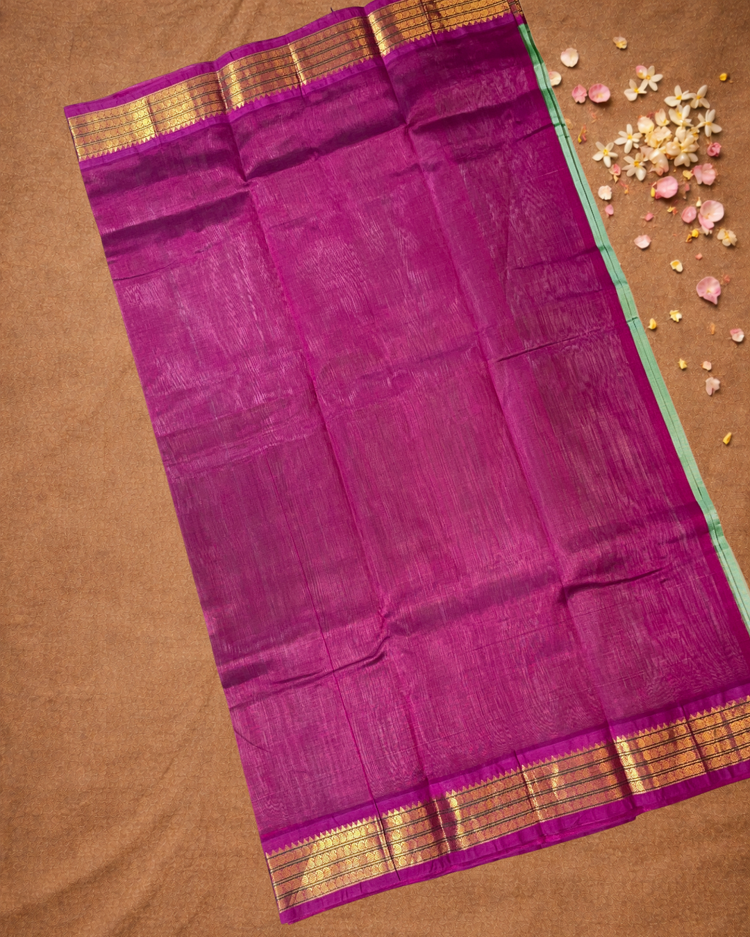 Handloom Korvai Silk Cotton Saree | Peacock Teal