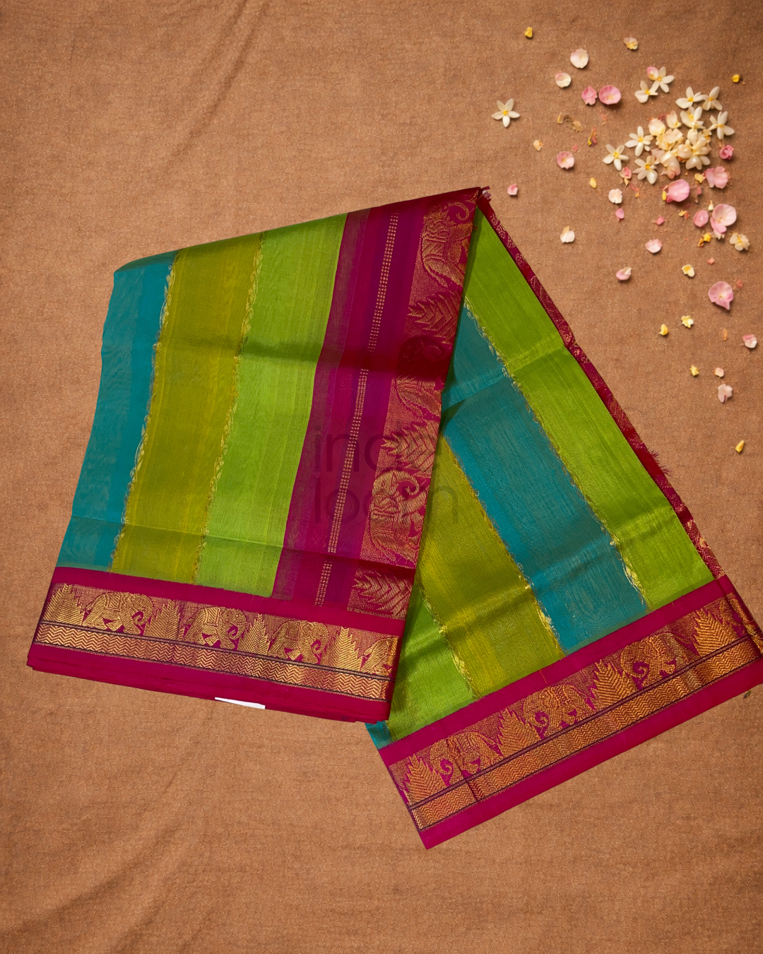 Handloom Korvai Silk Cotton Saree | Rose Pink