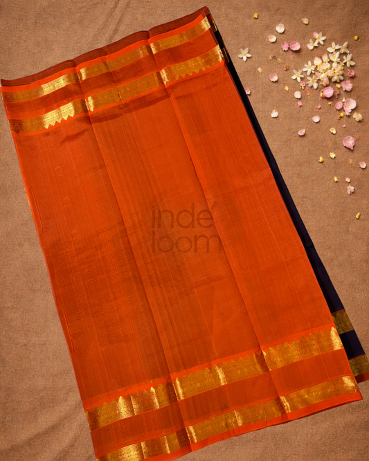 Handloom Korvai Silk Cotton Saree | Indigo Purple