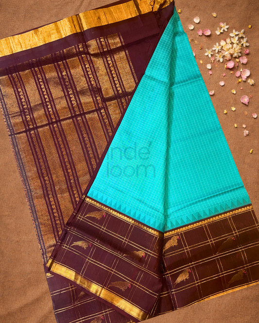 Handloom Handloom Silk Cotton Saree | Turquoise Teal
