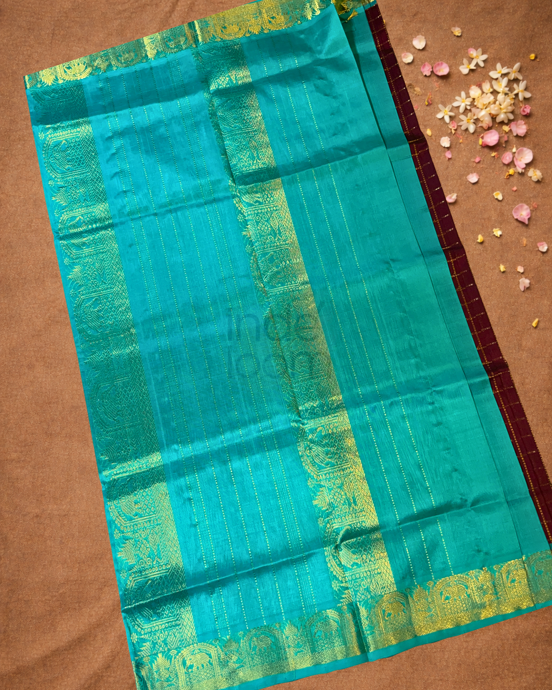 Handloom Korvai Silk Cotton Saree | Maroon Red