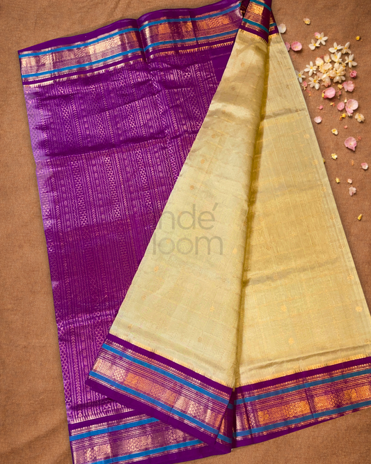 Pure Handloom Korvai Saree | Sand Brown