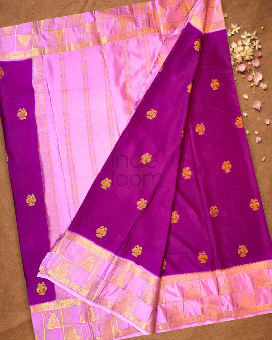 Mysore Silk Saree With Wine Purple