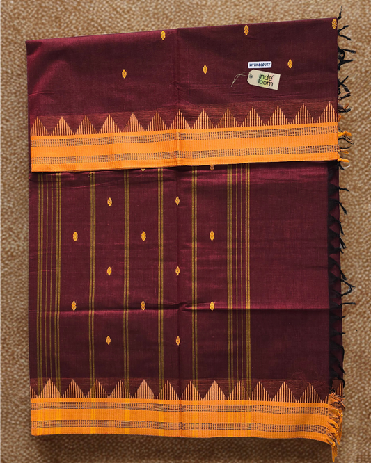 Kanchi Cotton|Maroon & Yellow