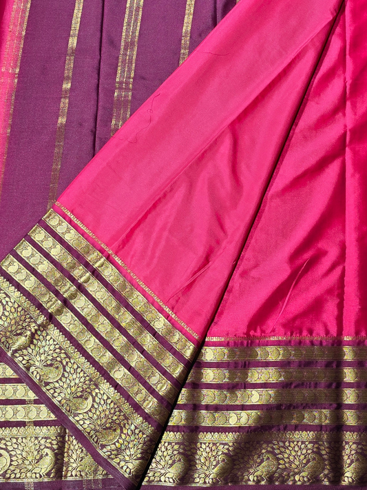 Classic Mysore Semi Silk Saree | Coral Pink