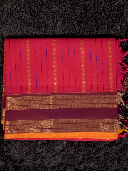 Kanchi Cotton|Pink & Maroon