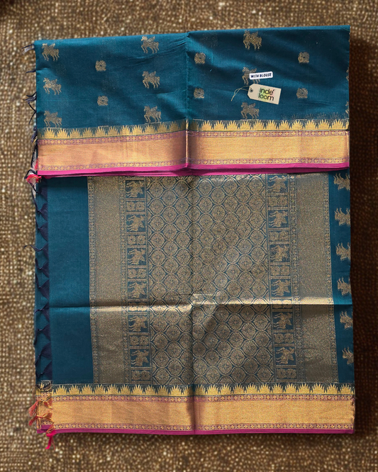 Kanchi Cotton|Teal & Pink