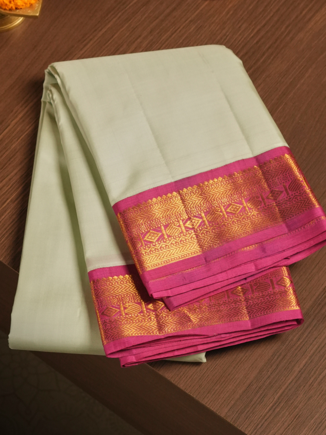 Silk Mark Certified Handloom Kanjivaram Silk Saree | Warm Ivory