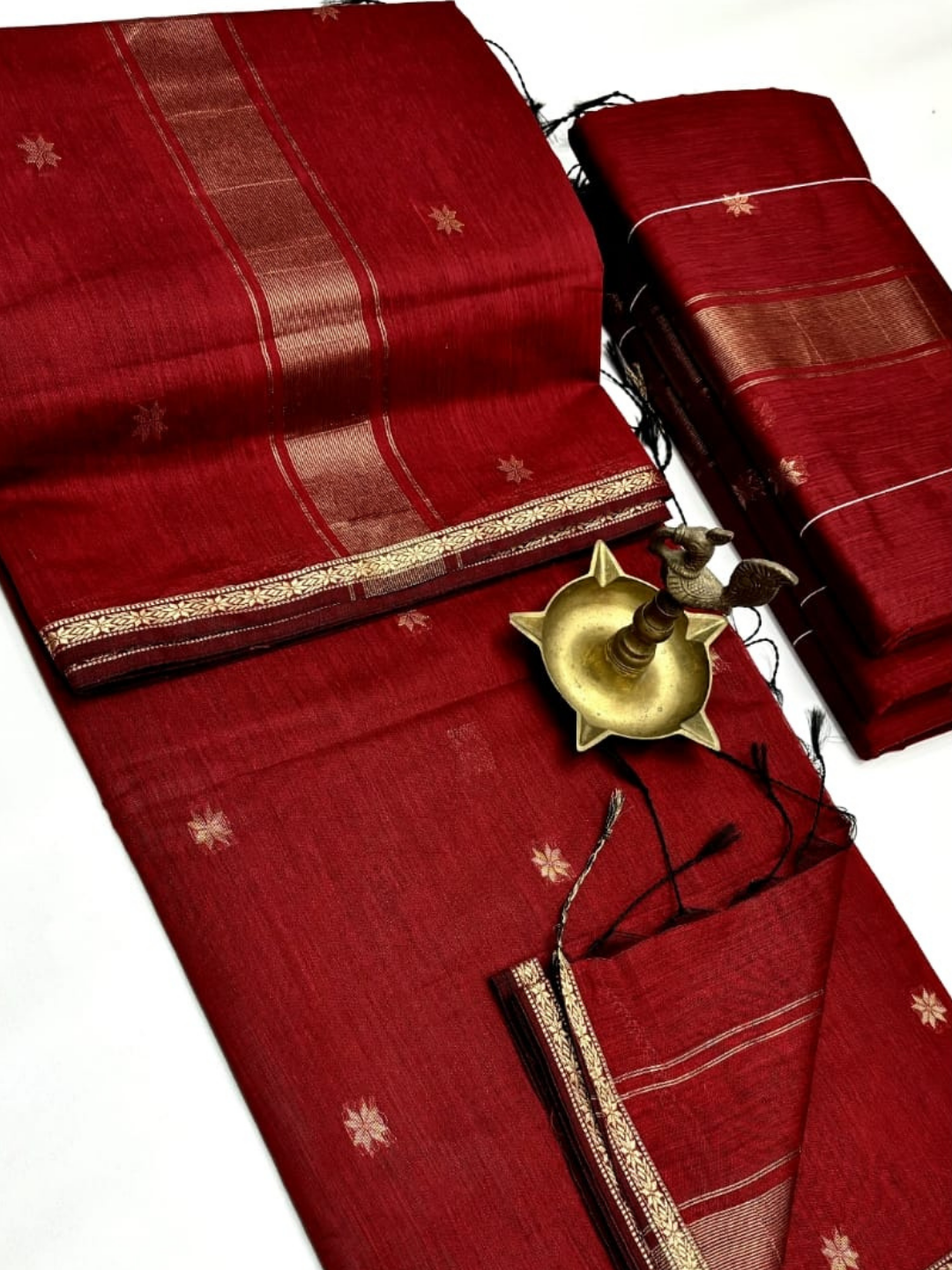 Maheshwari Silk Cotton Saree – Festive Elegance | Maroon