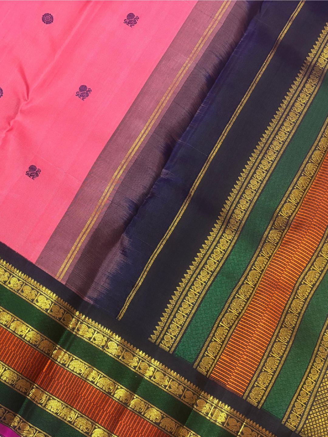 Handwoven Pure Gadwal Silk Saree | Pink
