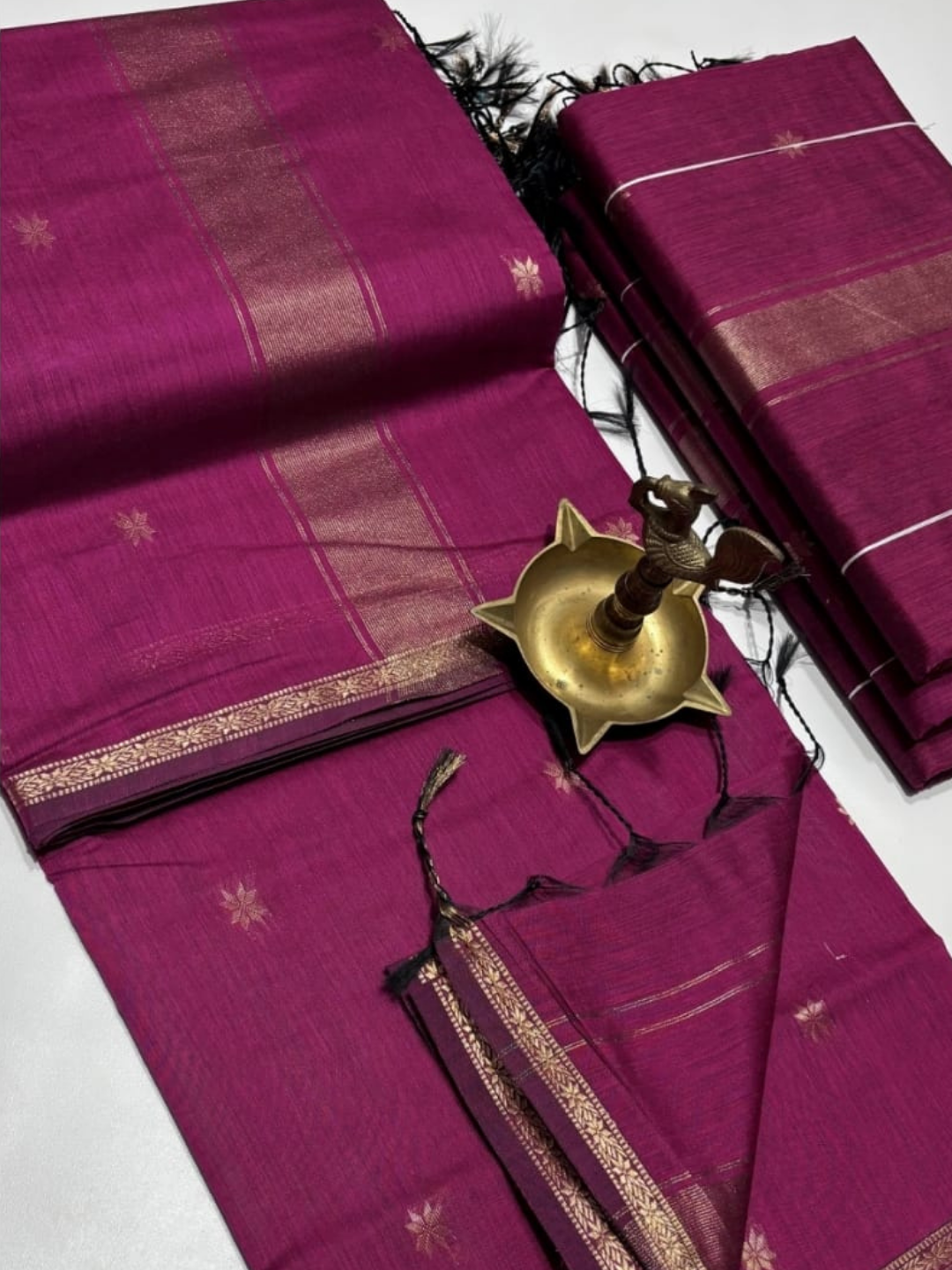 Maheshwari Silk Cotton Saree – Festive Elegance | Deep Pink
