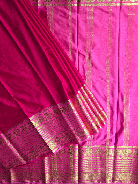 Classic Mysore Semi Silk Saree | Rani Pink