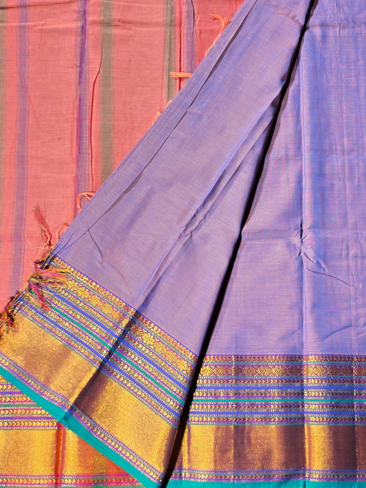 Handloom Narayanpet Cotton Saree | Lavender