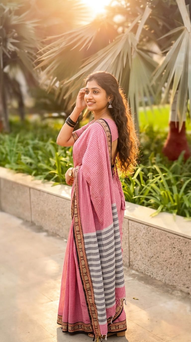 Narayanpet Cotton Saree – Samantha-Inspired Pink Collection