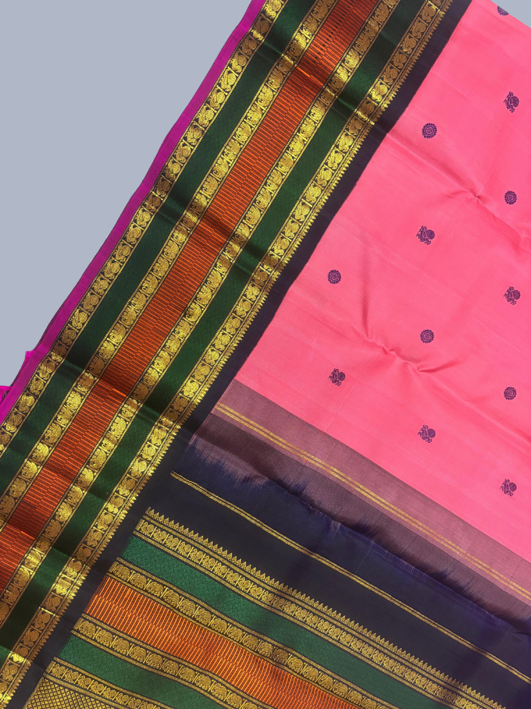 Handwoven Pure Gadwal Silk Saree | Blush Pink