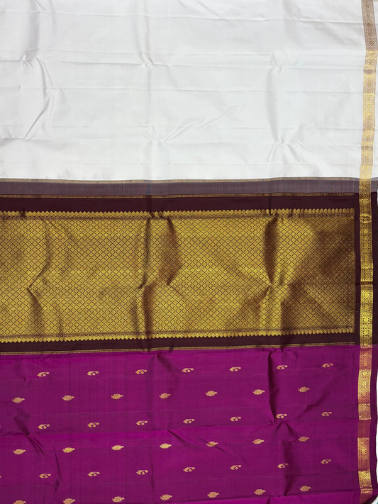 Handwoven Pure Gadwal Silk Saree | White