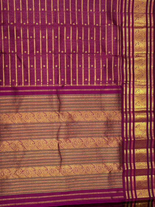 Handwoven Pure Gadwal Silk Saree | Deep Maroon
