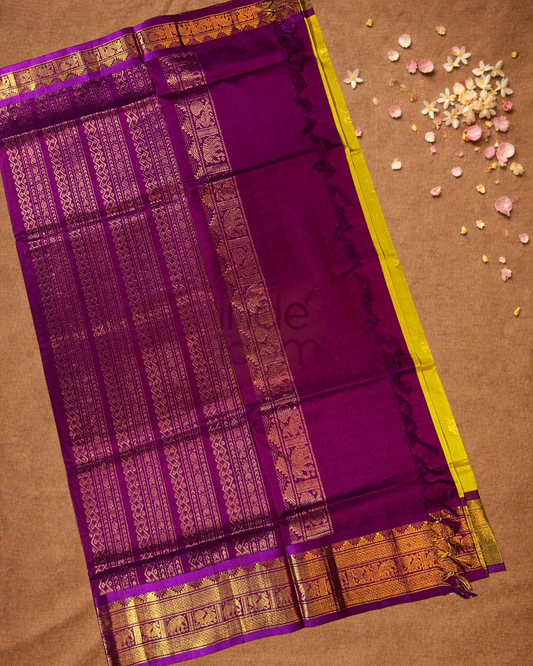 Pure Handloom Korvai Saree | With Pear Green
