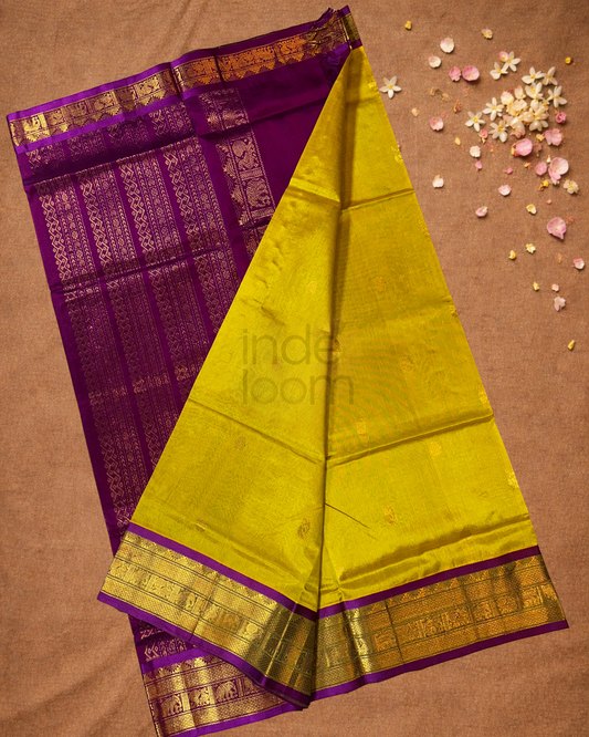 Pure Handloom Korvai Saree | With Pear Green
