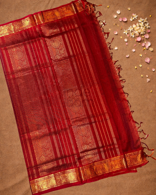 Pure Handloom Korvai Saree | With Berry Blue