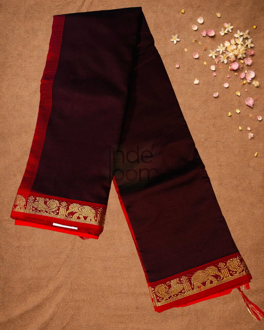Pure Handloom Korvai Saree | With Dark Purple