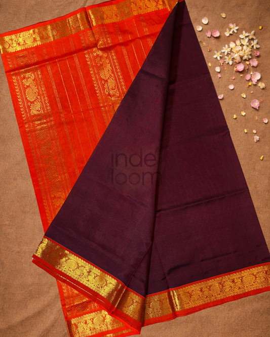 Handloom Korvai Cotton Silk Saree | Berry Pink
