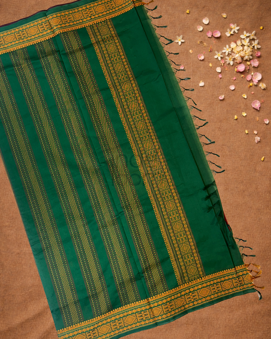 Pure Handloom Korvai Saree | With Wine Red