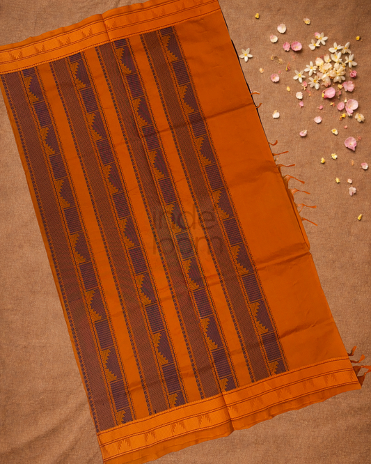 Pure Handloom Korvai Cotton Thread Work Saree | With Grape Purple