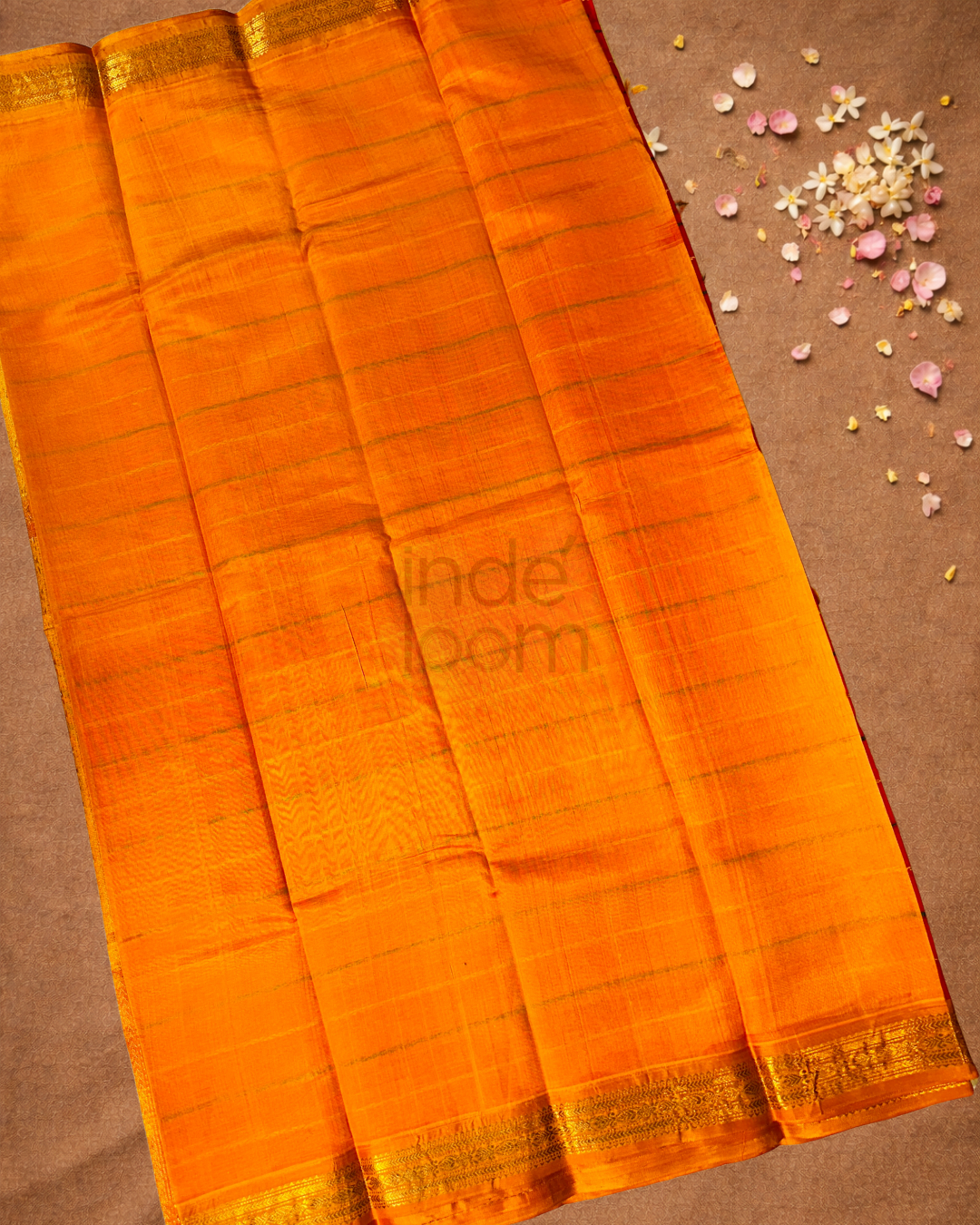 Handloom Korvai Cotton Silk Saree | Burnt Orange