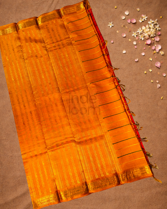 Pure Handloom Korvai Saree | WIth Sapanish Orange
